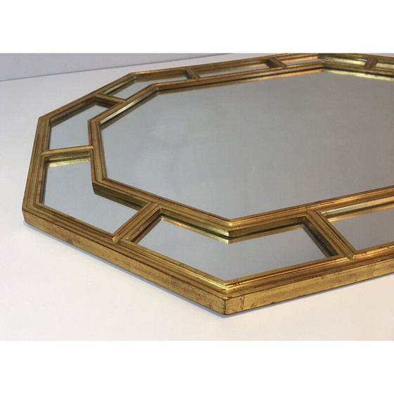 Image 1 of Vintage octagonal mirror in gold resin, 1970