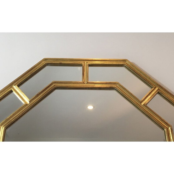 Image 1 of Vintage octagonal mirror in gold resin, 1970