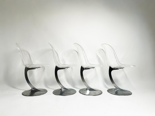 Rare Set Of Four Space Age Dining Chairs, 1970S