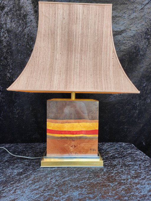 Jean Claude Mahey, Lacquered Wooden Table Lamp