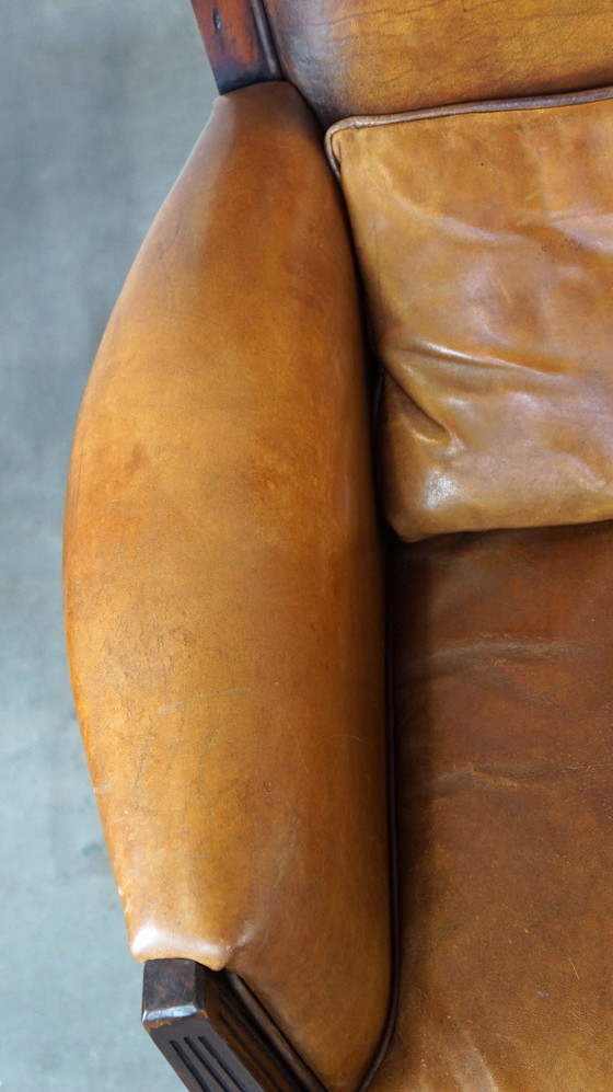 Image 1 of 2 x Sheep leather Artdeco armchair with high back