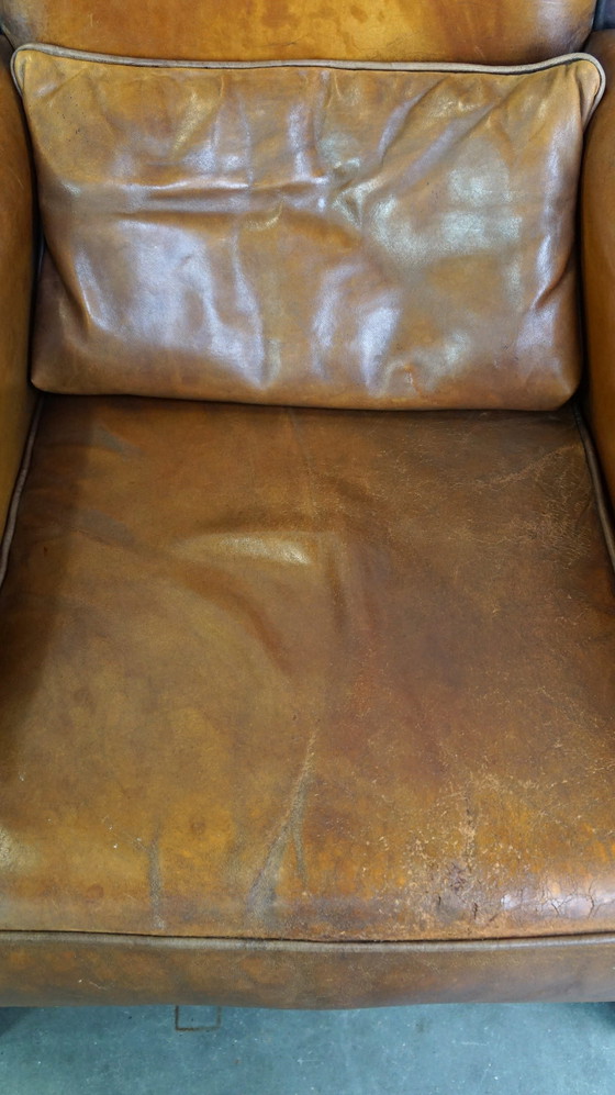 Image 1 of 2 x Sheep leather Artdeco armchair with high back