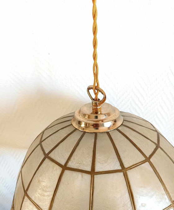 Image 1 of Mother-of-pearl gilt Art Deco hanging lamp