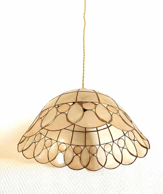 Image 1 of Mother-of-pearl gilt Art Deco hanging lamp