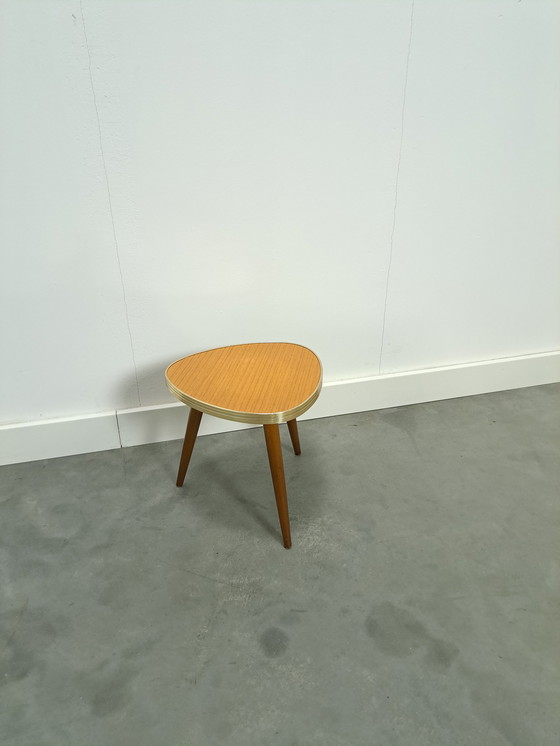 Image 1 of Small side table formica wood look, vintage plant table