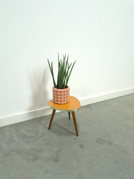 Image 1 of Small side table formica wood look, vintage plant table