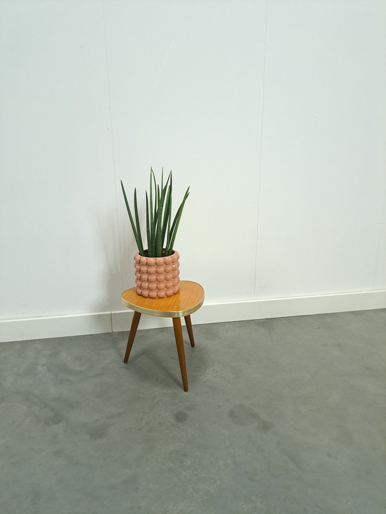 Image 1 of Small side table formica wood look, vintage plant table