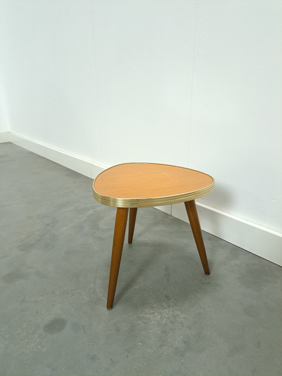 Image 1 of Small side table formica wood look, vintage plant table