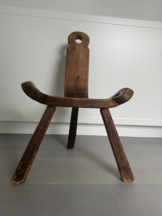 Image 1 of Brutalist Spanish tripod stool/chair