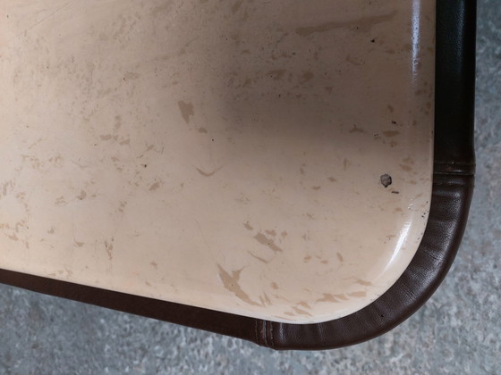 Image 1 of De sede coffee table brown leather and traventine