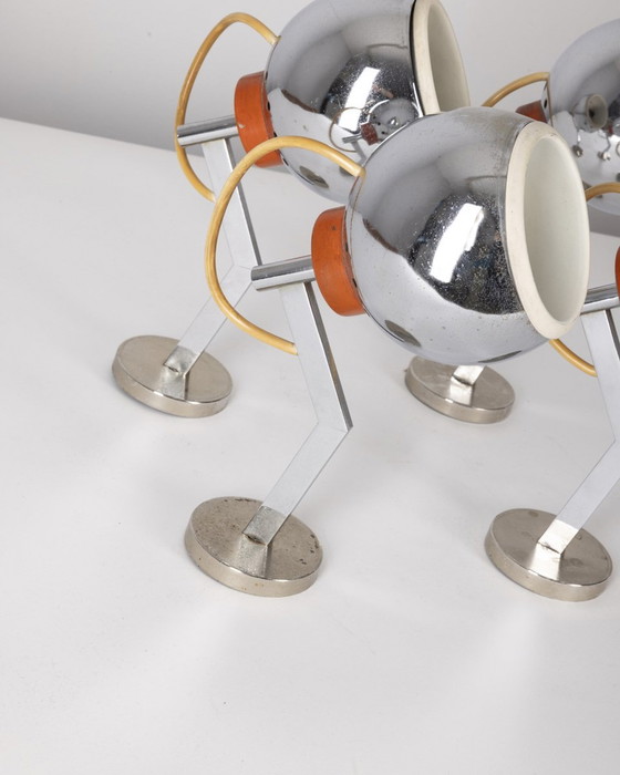 Image 1 of Set di 4 lampade da parete anni '70 in metallo cromato, design italiano 