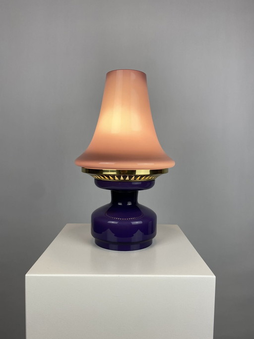 Pair Of Purple Glass Mushroom Table Lights B-124 By Hans Agne Jakobsson For Ab Markaryd