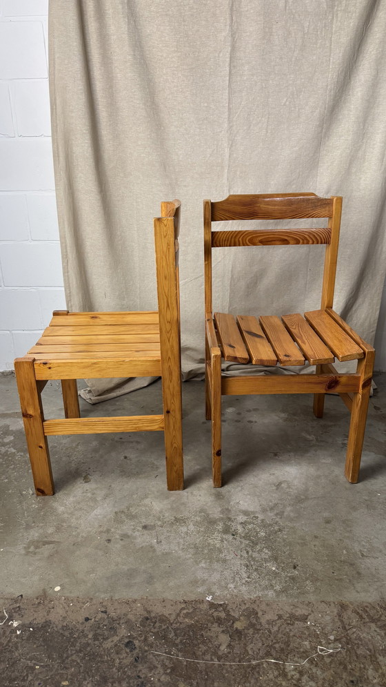 Image 1 of 4X Vintage Lacquered Pine Chair