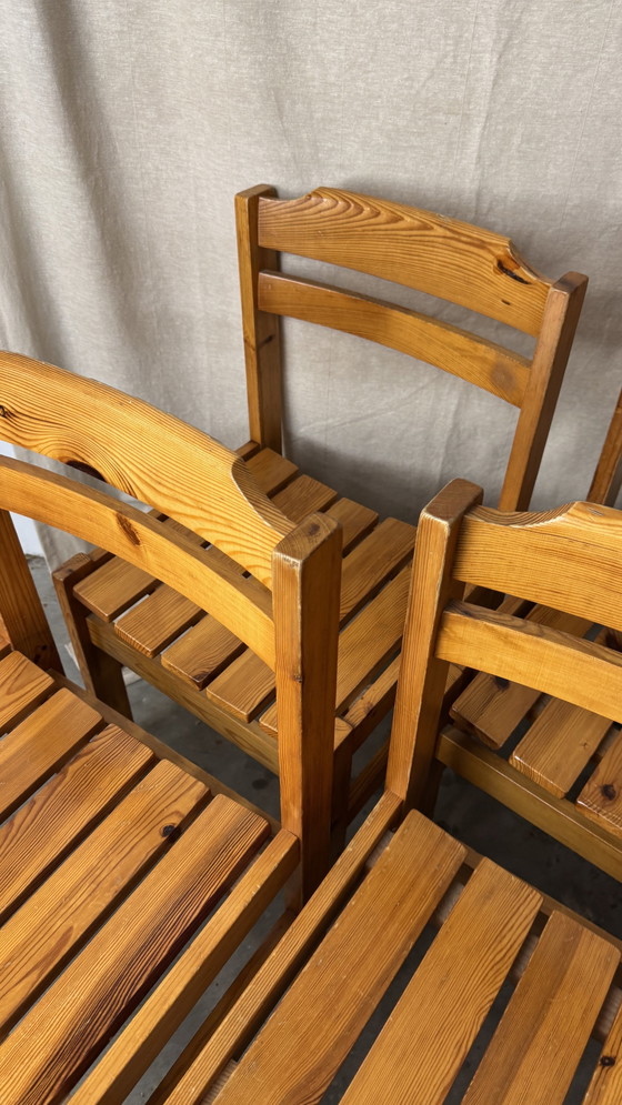 Image 1 of 4X Vintage Lacquered Pine Chair