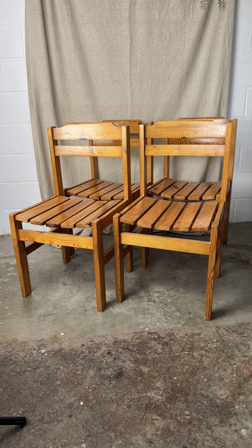 4X Vintage Lacquered Pine Chair
