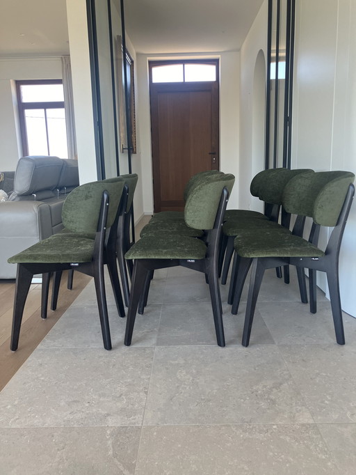 8x Guiletta Wood green dining chairs