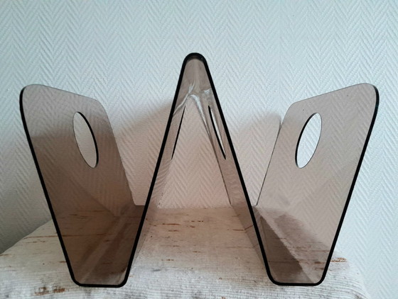 Image 1 of Michel Dumas Plexiglas Magazine Holder For Roche Bobois 1970