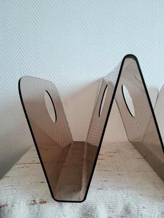 Image 1 of Michel Dumas Plexiglas Magazine Holder For Roche Bobois 1970