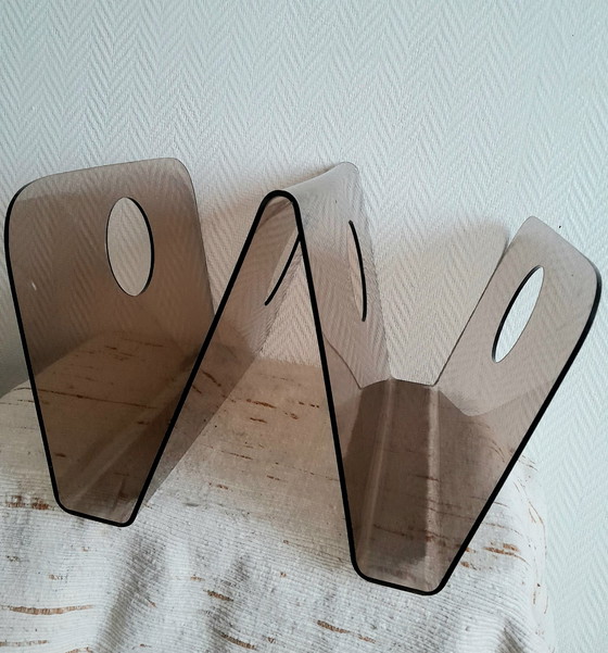 Image 1 of Michel Dumas Plexiglas Magazine Holder For Roche Bobois 1970