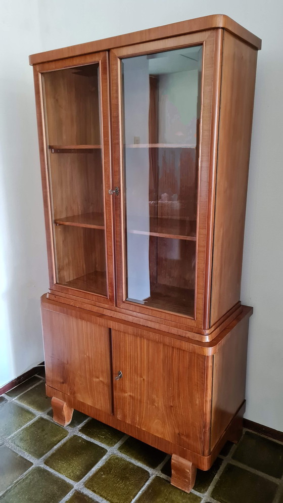 Image 1 of Art deco display case wall cabinet in 2 parts