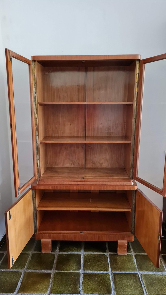 Image 1 of Art deco display case wall cabinet in 2 parts