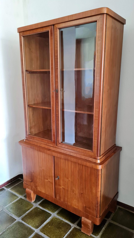 Image 1 of Art deco display case wall cabinet in 2 parts