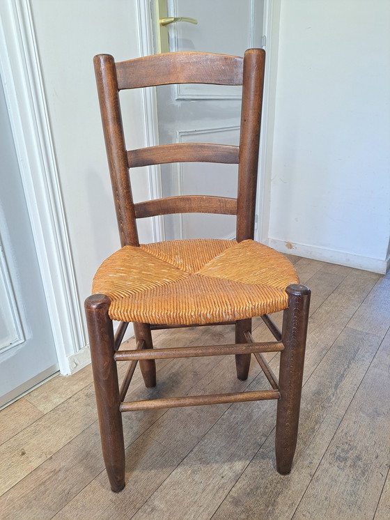 Image 1 of 4x Brutalist Straw Chairs