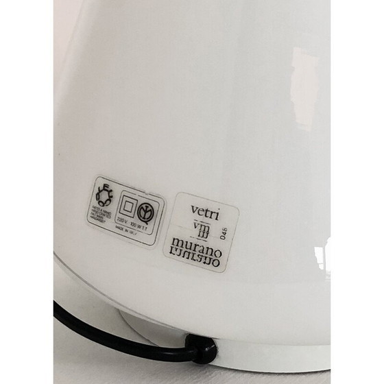 Image 1 of Lampada vintage Buto in vetro di Murano bianco e metallo di Noti Massari per Leucos, Italia anni '70