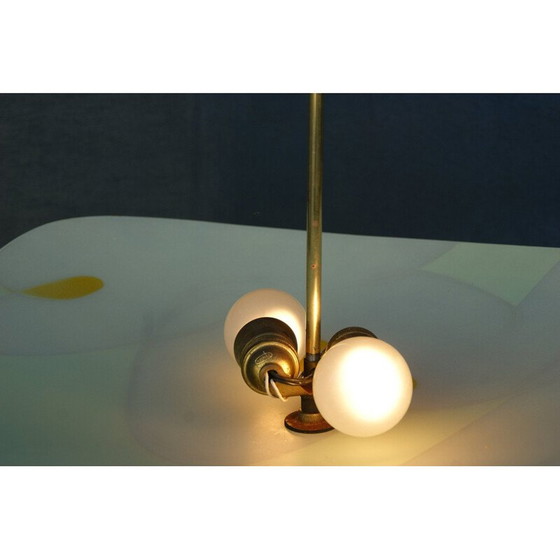 Image 1 of Lampada a sospensione in vetro tedesca di metà secolo, anni '50