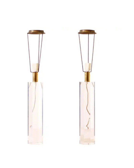 Image 1 of 2x French Lucite table lamps