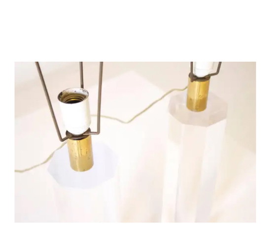 Image 1 of 2x French Lucite table lamps