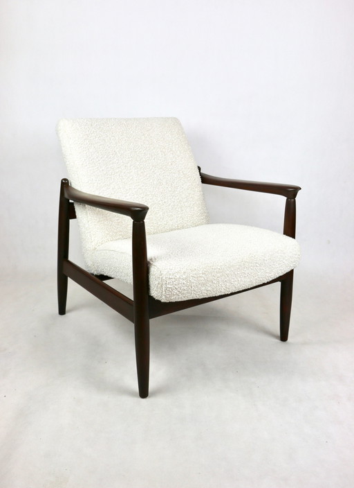 Brown Gfm-64 Armchair In White Ivory Bouclé Attributed To Edmund Homa, 1970S - Set Of 2 Armchairs