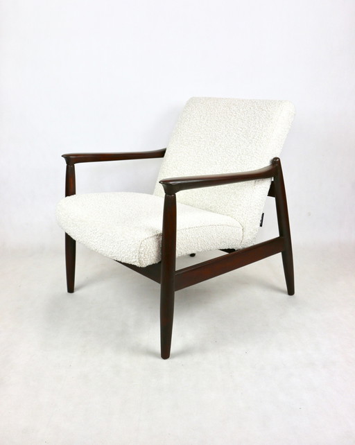 Brown Gfm-64 Armchair In White Ivory Bouclé Attributed To Edmund Homa, 1970S - Set Of 2 Armchairs