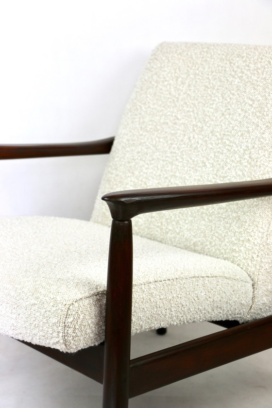 Image 1 of Brown Gfm-64 Armchair In White Ivory Bouclé Attributed To Edmund Homa, 1970S - Set Of 2 Armchairs