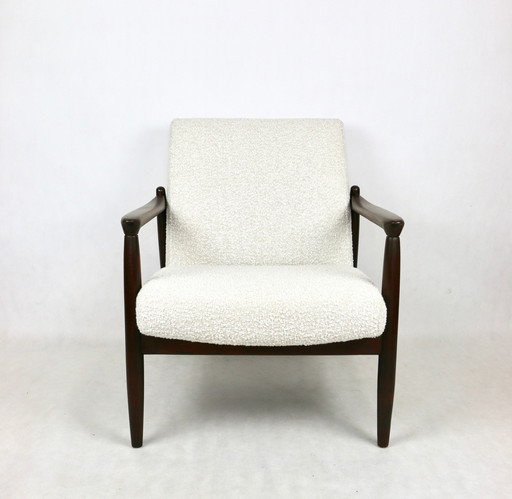 Brown Gfm-64 Armchair In White Ivory Bouclé Attributed To Edmund Homa, 1970S - Set Of 2 Armchairs