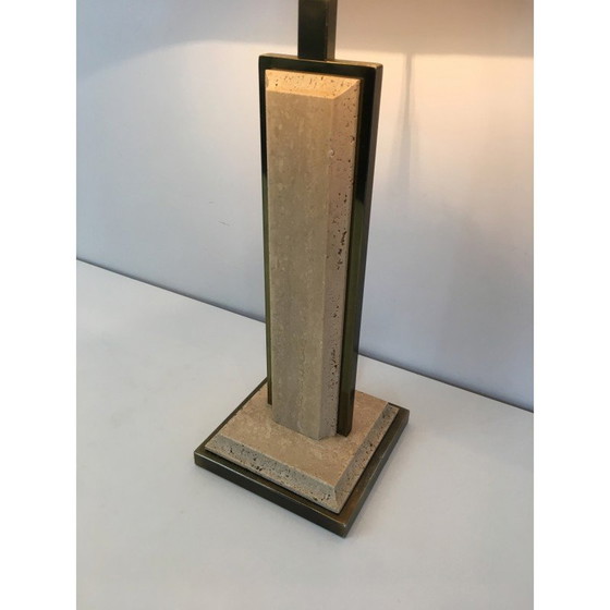 Image 1 of Vintage lamp in travertine and gilded metal, 1970