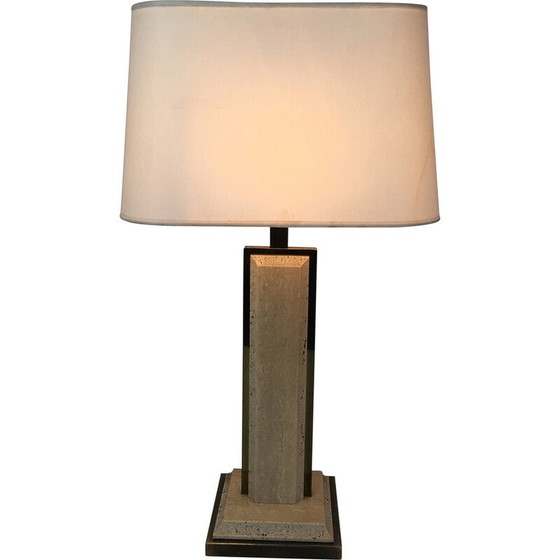 Image 1 of Vintage lamp in travertine and gilded metal, 1970