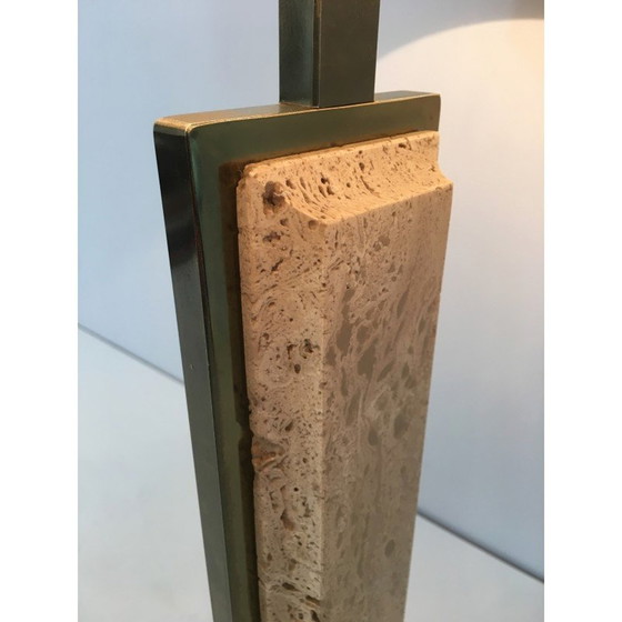 Image 1 of Vintage lamp in travertine and gilded metal, 1970