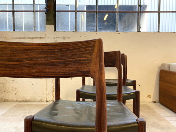 Image 1 of 4x N. O. Møller for J. L. Møller chairs in rio rosewood model 77