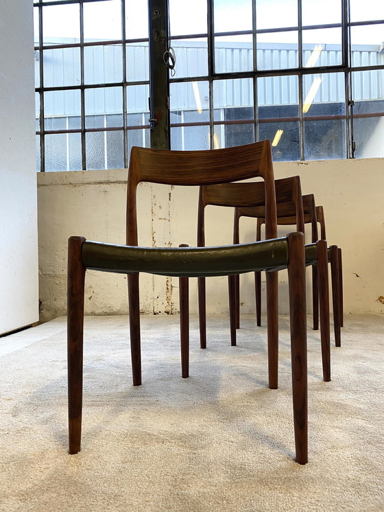 Image 1 of 4x N. O. Møller for J. L. Møller chairs in rio rosewood model 77