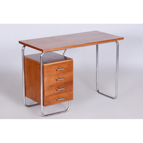 Image 1 of Scrivania vintage in legno di quercia Bauhaus di Robert Slezak, anni '30