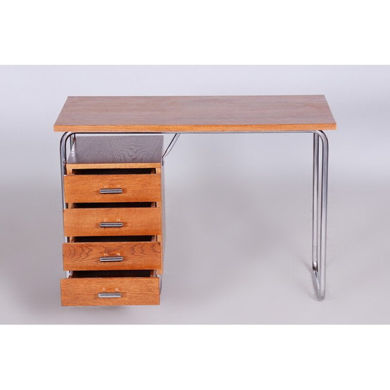 Image 1 of Scrivania vintage in legno di quercia Bauhaus di Robert Slezak, anni '30