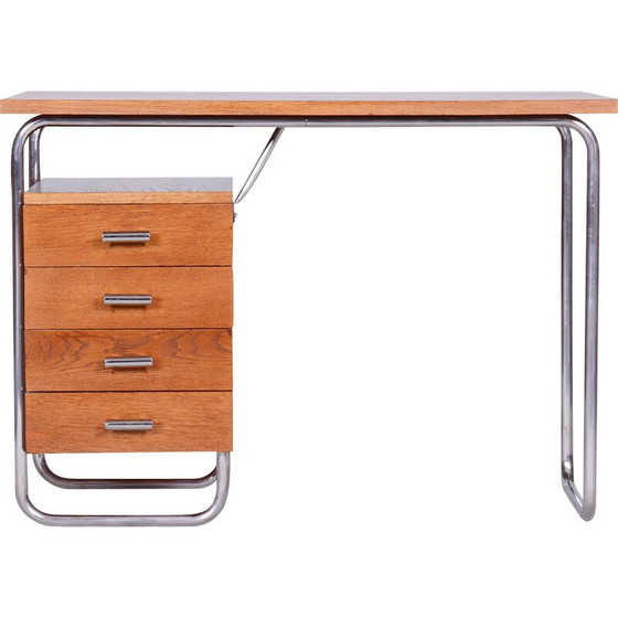 Image 1 of Scrivania vintage in legno di quercia Bauhaus di Robert Slezak, anni '30