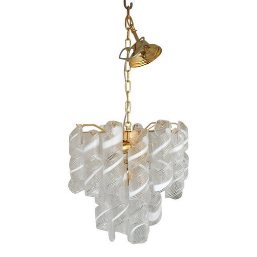 Murano Glass Chandelier "Virgola" Made In Italy Venini Style