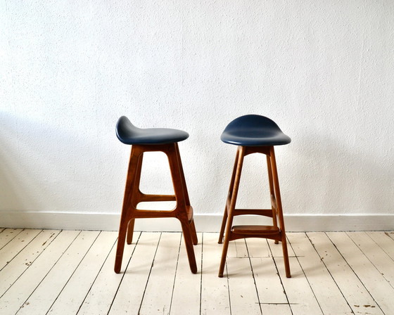 Image 1 of 2X Erik Buch Model 61 Teak Bar Stools