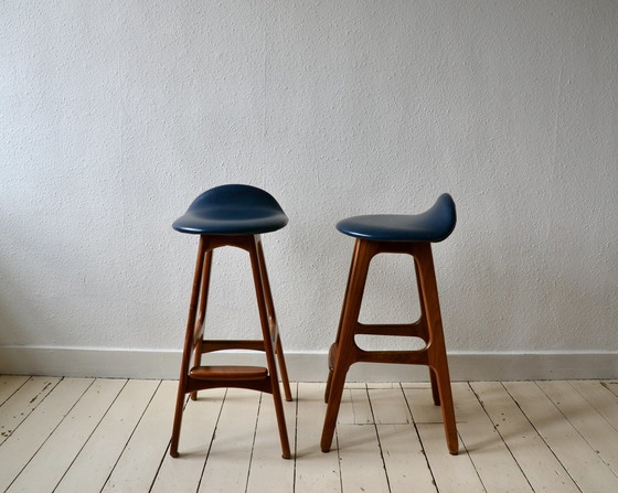 Image 1 of 2X Erik Buch Model 61 Teak Bar Stools