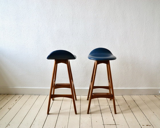 Image 1 of 2X Erik Buch Model 61 Teak Bar Stools