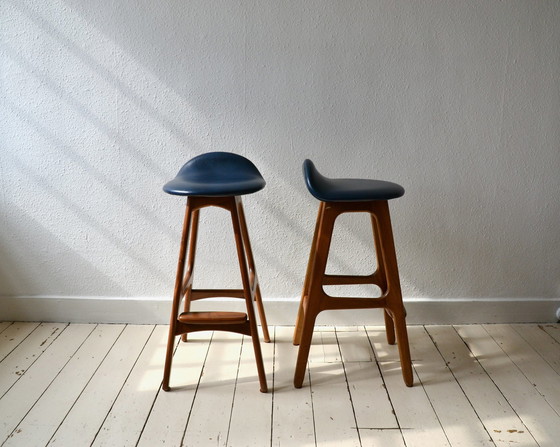 Image 1 of 2X Erik Buch Model 61 Teak Bar Stools