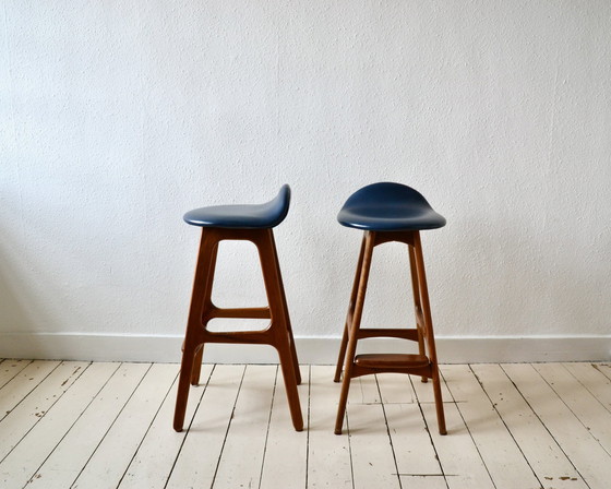 Image 1 of 2X Erik Buch Model 61 Teak Bar Stools