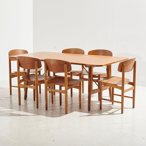 Vintage teak dining set by Borge Mogensen for Soborg, Denmark 1950